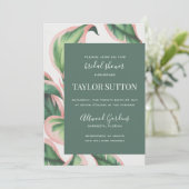 Roze en groene, tropische foliage Shower-uitnodigi Kaart (Staand voorkant)