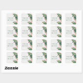 Roze en groene Tropische Foliage Square Sticker (Vel)
