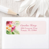 Roze en Groene Tropische het Etiket van het Adres  (Insitu)