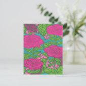 Roze en groene tropische olie en bloemen briefkaart (Staand voorkant)