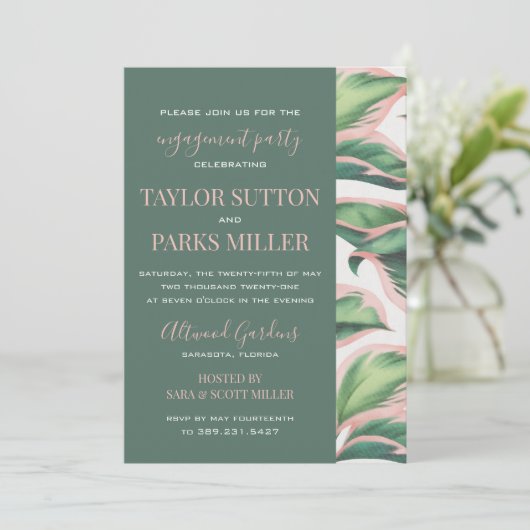 Roze en Groene Tropische Partij voor de Overeenkom Kaart (Staand voorkant)