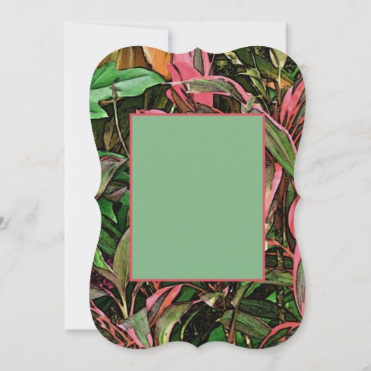 Roze en groene Tropische Planten/platte dank uw ka Kaart (Achterkant)