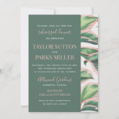 Roze en groene tropische slooprepetitie Dinner Kaart (Voorkant)