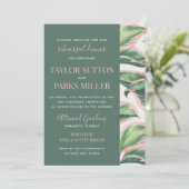 Roze en groene tropische slooprepetitie Dinner Kaart (Staand voorkant)