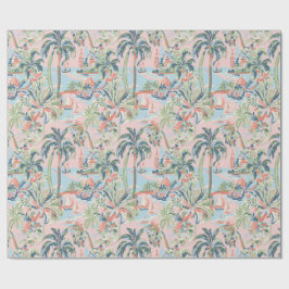 Roze en groene tropische toile-verpakkingspapier, cadeaupapier