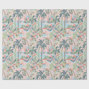Roze en groene tropische toile-verpakkingspapier, cadeaupapier