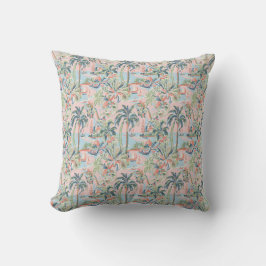 Roze en groene tropische toile-werpkussen, palm S Kussen