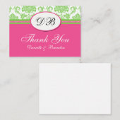 Roze en groene trouwthankyou informatiekaartje (Voorkant / Achterkant)