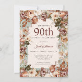 Roze en Groene Tuin Bloemenboog 90ste Verjaardag Kaart (Voorkant)