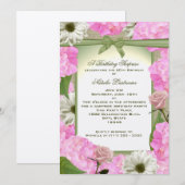 Roze en groene tuin verjaardagsfeest kaart (Voorkant / Achterkant)