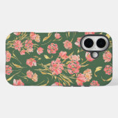 Roze en groene tulp florale waterverf Case-Mate iPhone case (Achterkant (horizontaal))