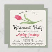 Roze en groene Tulp Uitnodiging (Voorkant / Achterkant)