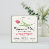 Roze en groene Tulp Uitnodiging (Staand voorkant)