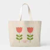 Roze en Groene Tulpen Gepersonaliseerde Omkeerbare Grote Tote Bag (Achterkant)