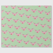 Roze en groene tweeling in bloei cadeaupapier (Vlak)