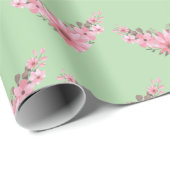 Roze en groene tweeling in bloei cadeaupapier (Rol Hoek)