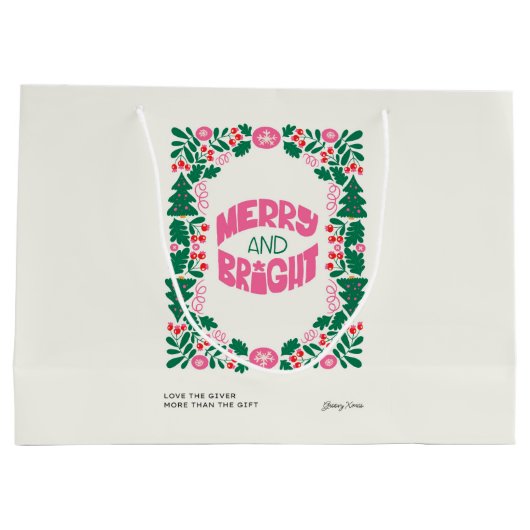 Roze en groene vakantie groot cadeauzakje (Achterkant)