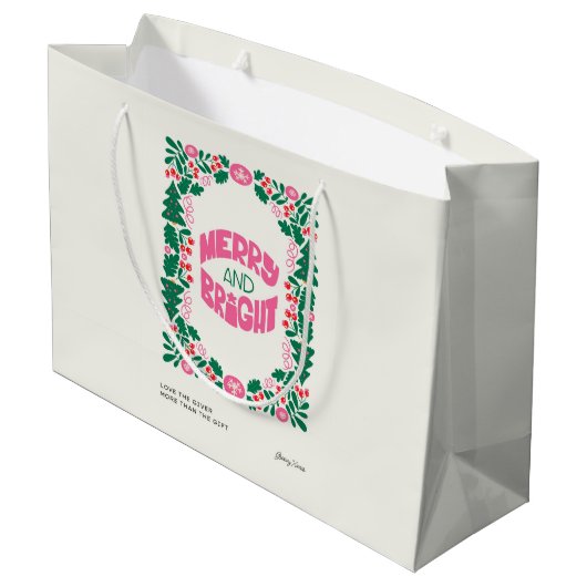 Roze en groene vakantie groot cadeauzakje (Achterkant Gekanteld)