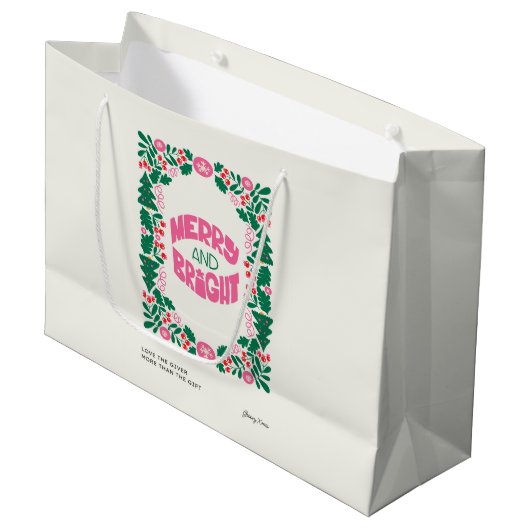 Roze en groene vakantie groot cadeauzakje (Voorkant Gekanteld)