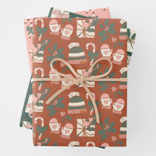 Roze en groene vakantiedrukpapierbladen inpakpapier vel (In situ)