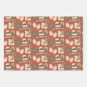 Roze en groene vakantiedrukpapierbladen inpakpapier vel (Voorkant)