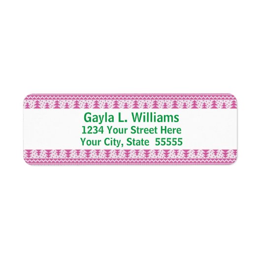 Roze en Groene Vakantievakdag Aangepast retouradre Etiket (Voorkant)