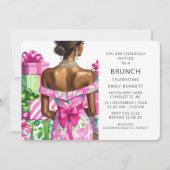 Roze en groene verjaardag bruidsdouche kaart (Voorkant)