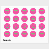 Roze en groene verlovingsfeest bruiloft ronde sticker (Vel)