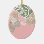 Roze en groene versieringen op een Vlaanderen Keramisch Ornament (Rechts)