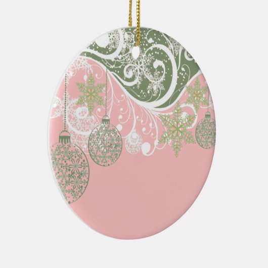 Roze en groene versieringen op een Vlaanderen Keramisch Ornament (Rechts)