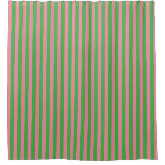 Roze en Groene Verticale Striped Shower Curtain Douchegordijn (Voorkant)