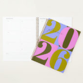 Roze en groene vette jaar kleurblokplanner planner (Display)