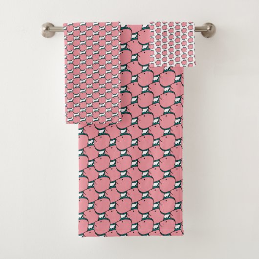 Roze en groene vis bad handdoek (Insitu)