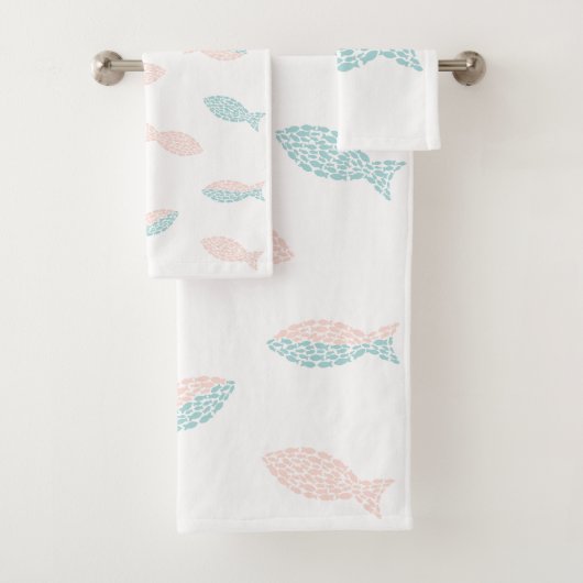 Roze en groene vis bad handdoek (Insitu)