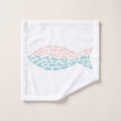 Roze en groene vis bad handdoek (Wasdoekje)