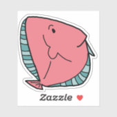 Roze en groene vis sticker (Vel)