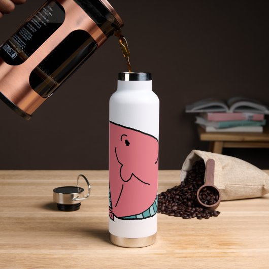 Roze en groene vis waterfles (Koffie)