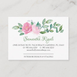 Roze en groene Visitekaartjes van Floral Informatiekaartje