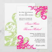 Roze en groene Vlaams huwelijk Kaart (Voorkant / Achterkant)