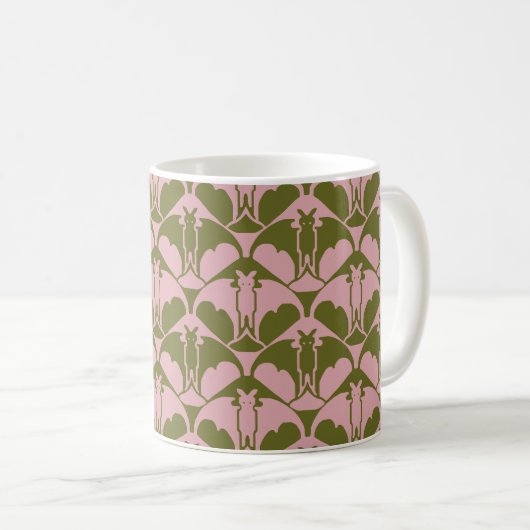 Roze en groene vleermuis koffiemok (Voorkant rechts)