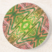 Roze en Groene Vlinder Boho Chique Zandsteen Zandsteen Onderzetter (Voorkant)