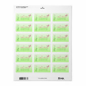 Roze en groene vlinder Floral Adres Etiket (Full Sheet)