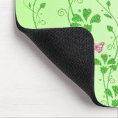 Roze en groene vlinder Floral Mousepad Muismat (Hoek)