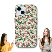 Roze en groene vlinders bloemenpatroon Case-Mate iPhone case