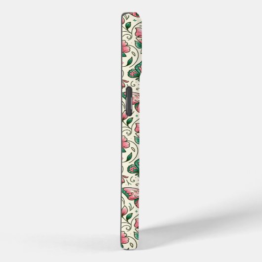 Roze en groene vlinders bloemenpatroon Case-Mate iPhone case (Achterkant / Rechts)