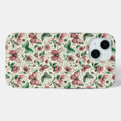 Roze en groene vlinders bloemenpatroon Case-Mate iPhone case (Achterkant (horizontaal))