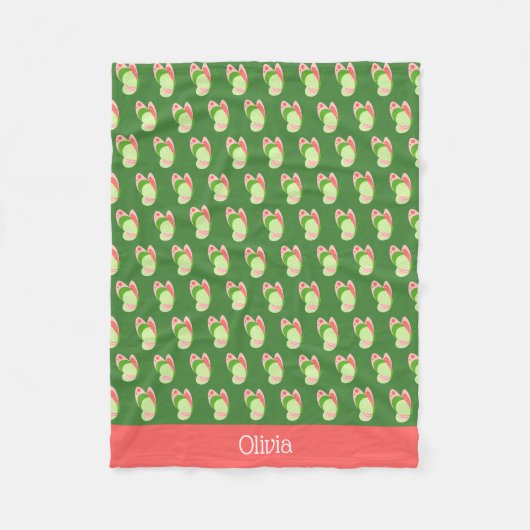 Roze en groene vlinders gepersonaliseerd Fleece Deken (Voorkant)