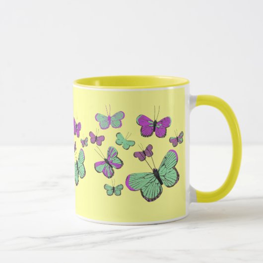 Roze en groene vlinders mok (Rechts)