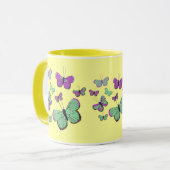 Roze en groene vlinders mok (Voorkant links)