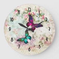 Roze en groene vlinders op de  Rozen van Shabby